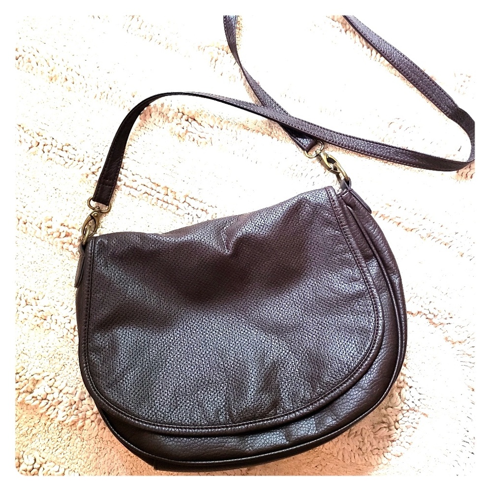 Brown faux leather crossbody